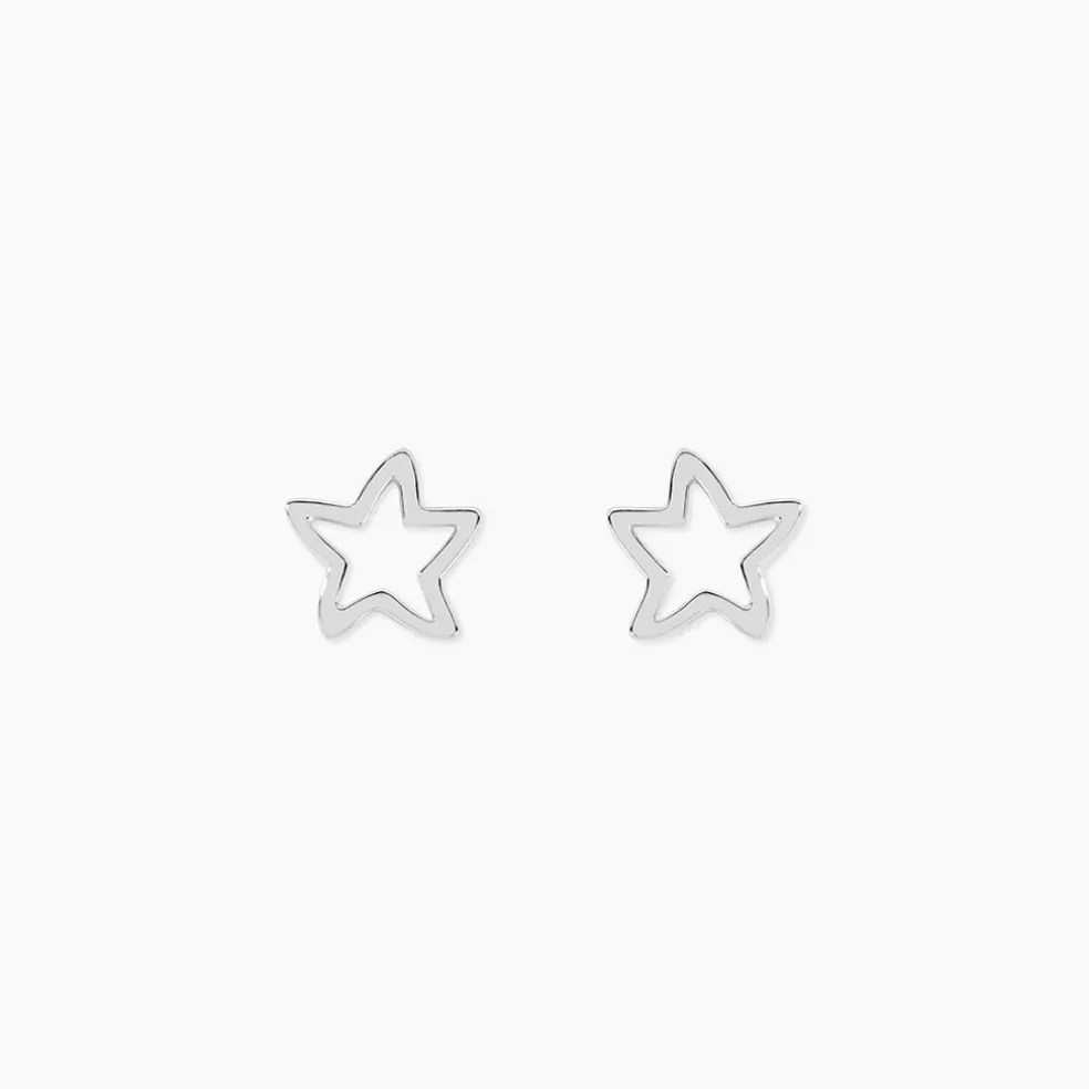 Boucles D'oreilles Puces Alphonsine Etoile De Mer Or Blanc