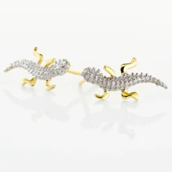 Boucles D'oreilles Puces Azzedine Salamandre Or Bicolore