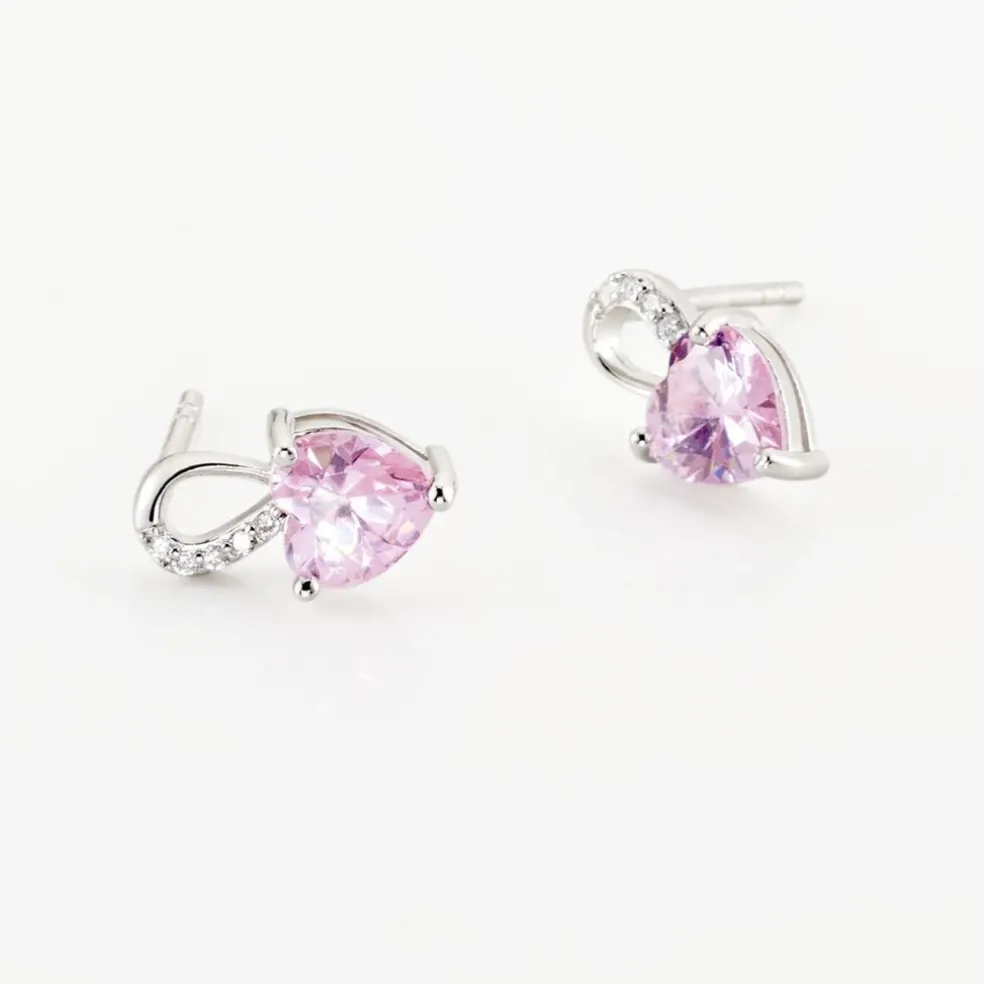 Boucles D'oreilles Puces Argent Blanc Atieno Oxyde De Zirconium