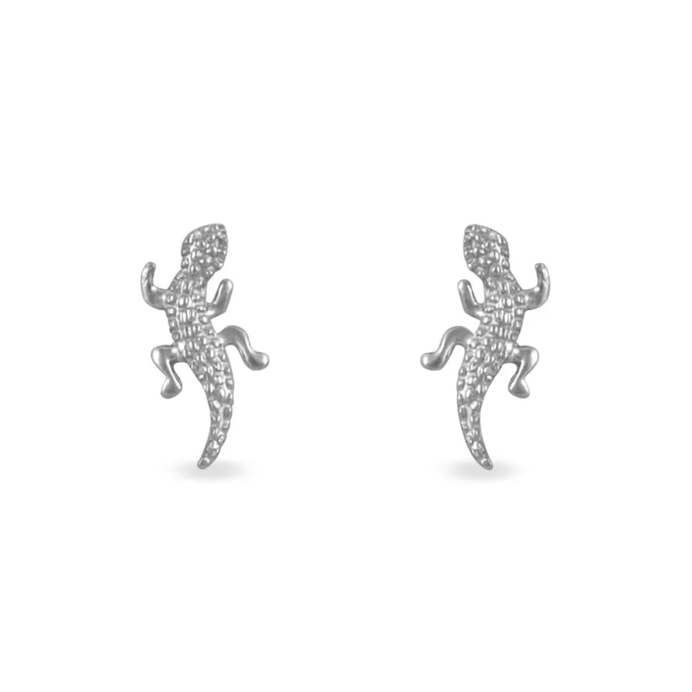 Boucles D'oreilles Puces Azzedine Salamandre Or Blanc