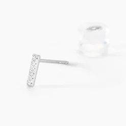 Boucles D'oreilles Puces Aprhodisia Or Blanc Diamant Blanc