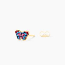 Boucles D'oreilles Puces Aurida Papillon Or Jaune