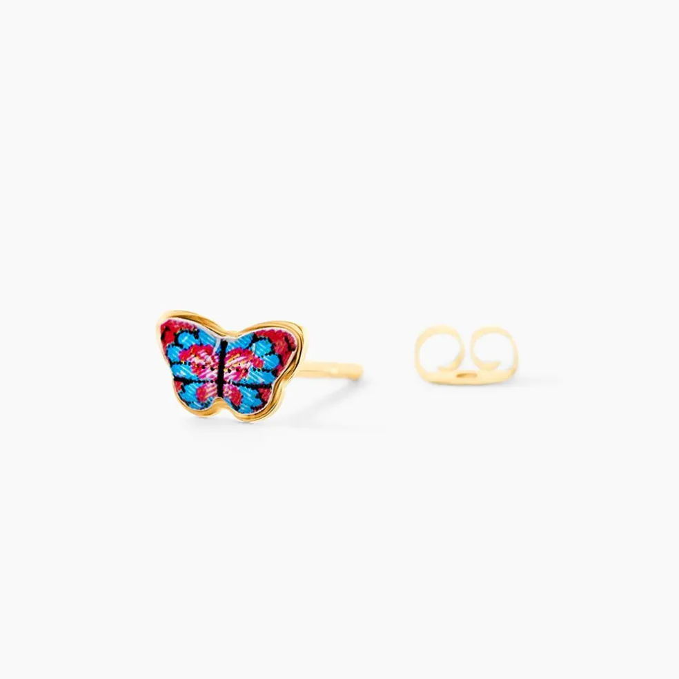 Boucles D'oreilles Puces Aurida Papillon Or Jaune