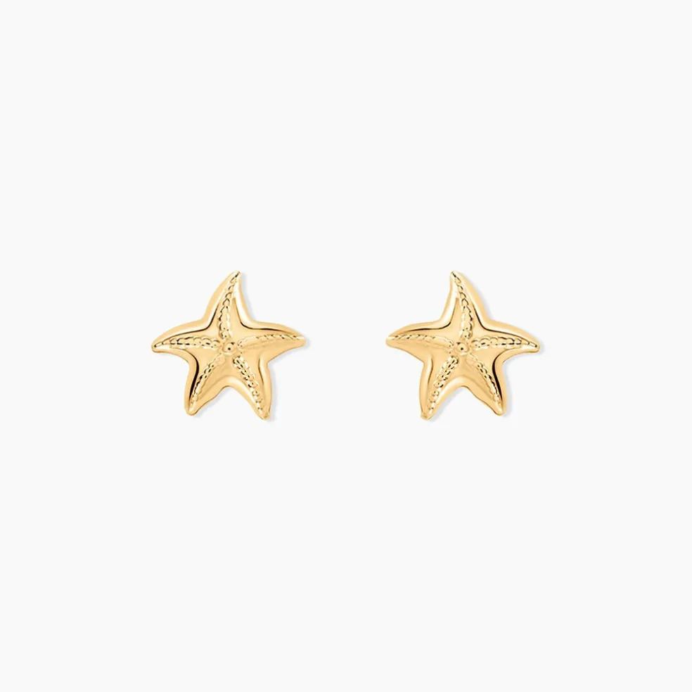 Boucles D'oreilles Puces Alphonsine Etoile De Mer Or Jaune