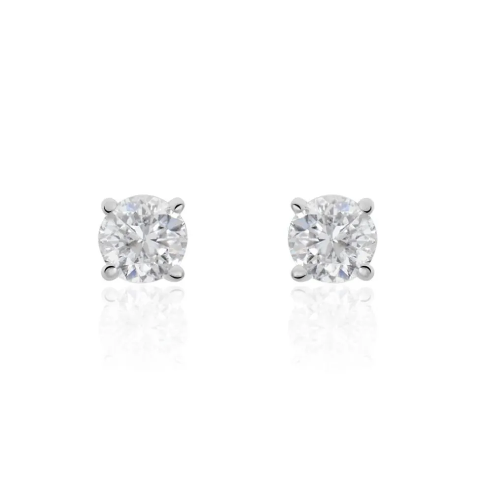 Boucles D'oreilles Puces Aphrodite Or Blanc Diamant