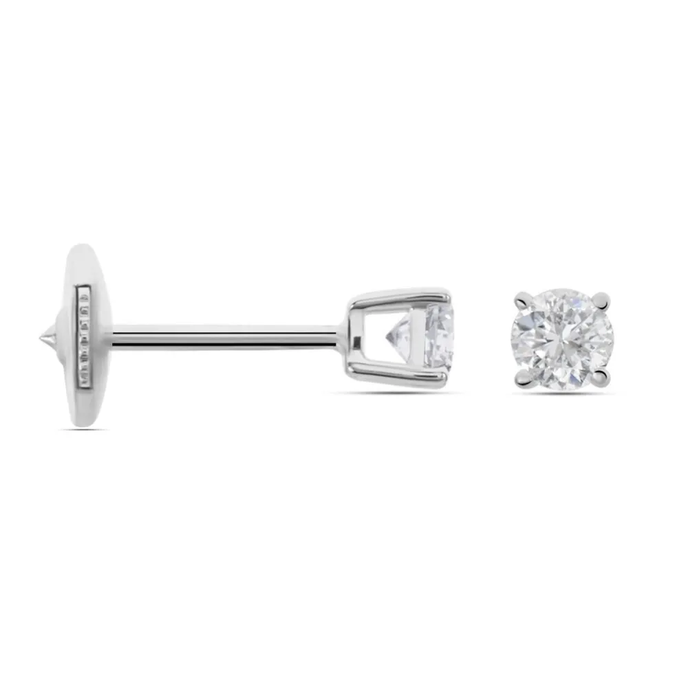 Boucles D'oreilles Puces Aphrodite Or Blanc Diamant