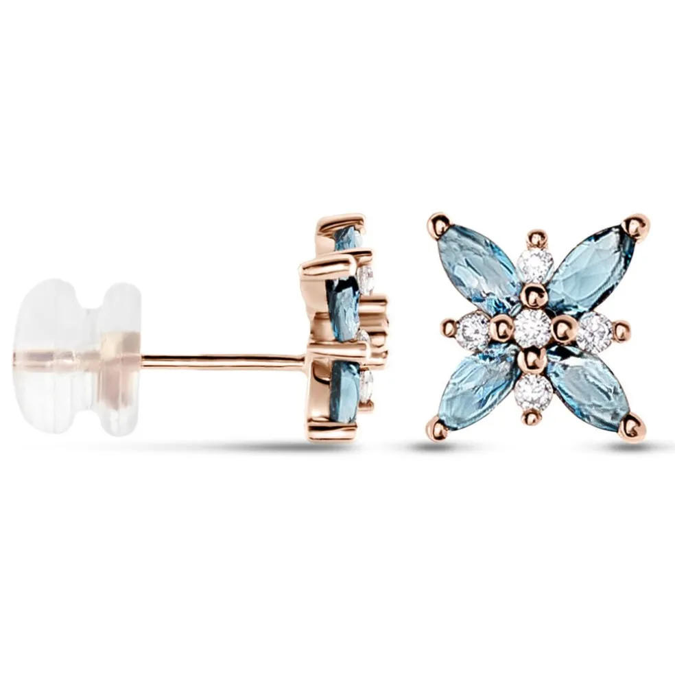 Boucles D'oreilles Puces Anabele Or Rose Topaze Oxyde
