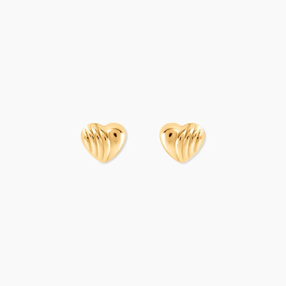 Boucles D'oreilles Puces Anne-maudae C艙urs Or Jaune