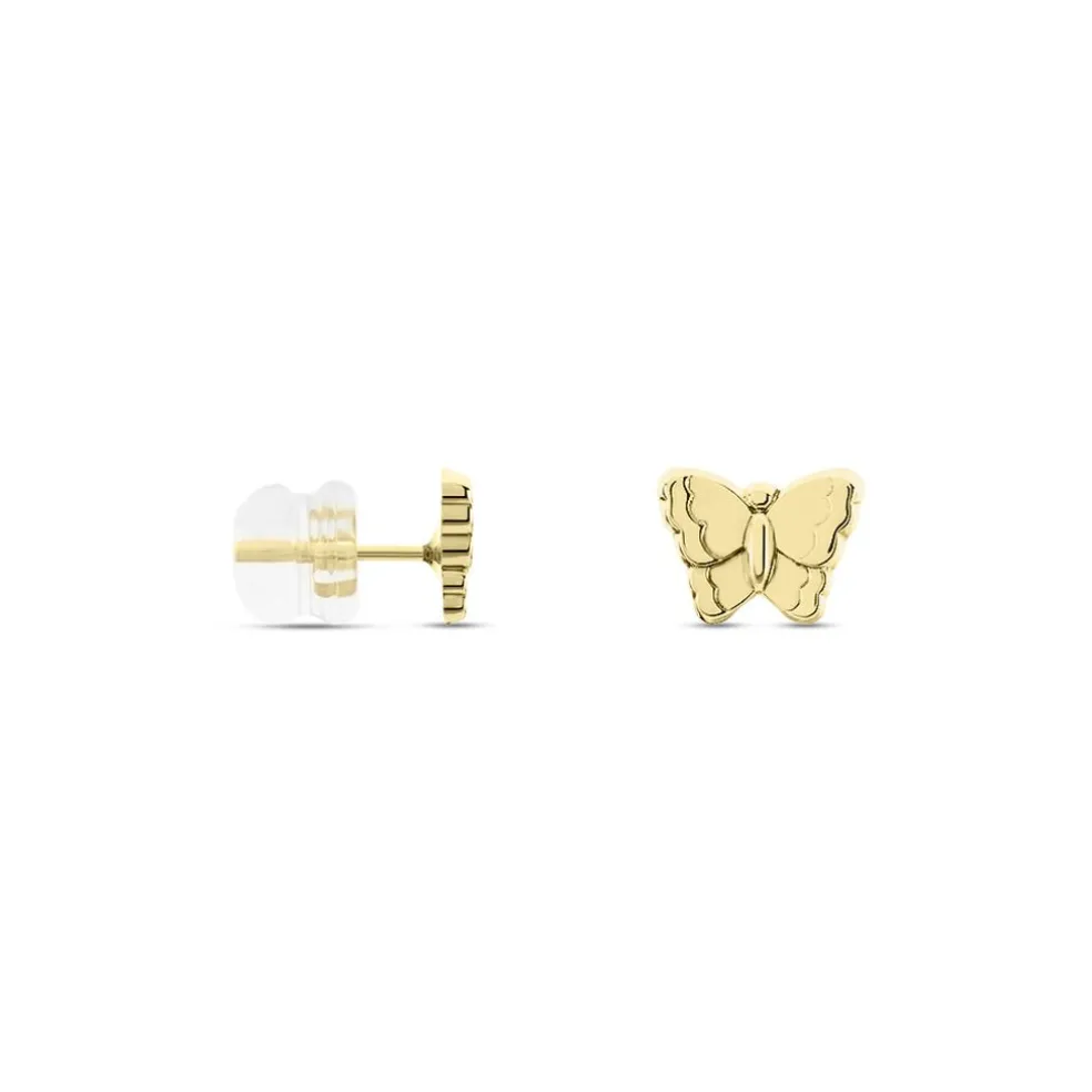 Boucles D'oreilles Puces Bartholomée Papillon Or Jaune