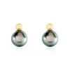 Boucles D'oreilles Puces Baroque Or Jaune Perle De Culture De Tahiti