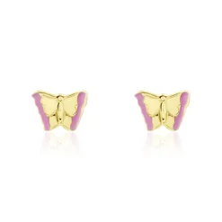 Boucles D'oreilles Puces Bartholomée Papillon Or Jaune