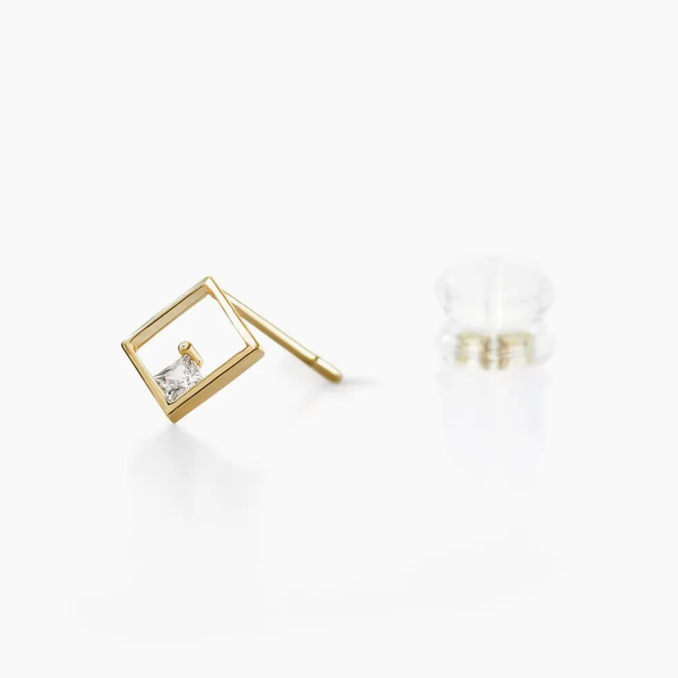 Boucles D'oreilles Puces Brent Or Jaune Oxyde De Zirconium