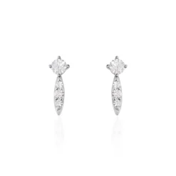 Boucles D'oreilles Puces Bormana Argent Blanc Oxyde De Zirconium
