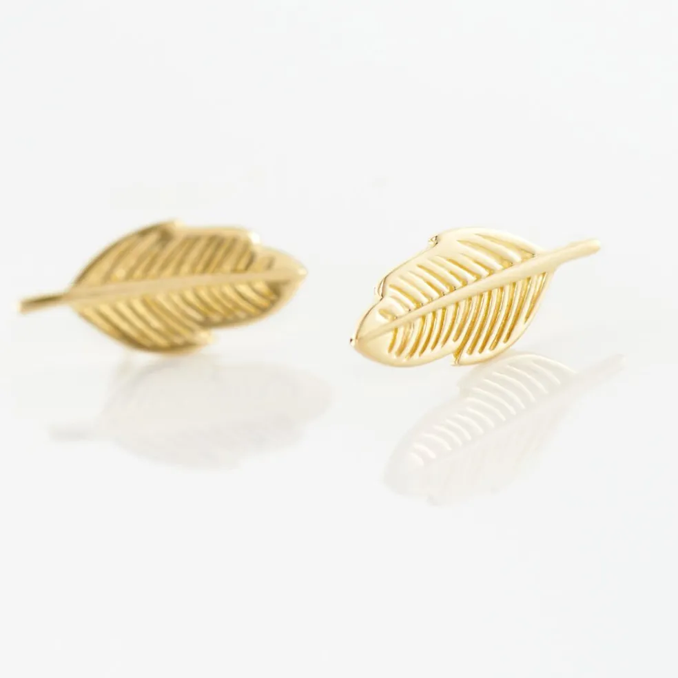 Boucles D'oreilles Puces Bartolomea Feuilles Or Jaune