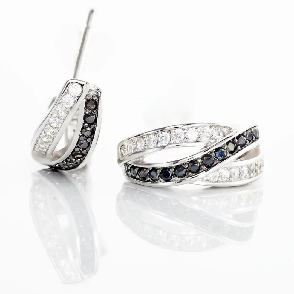 Boucles D'oreilles Puces Bethany Argent Blanc Oxyde De Zirconium