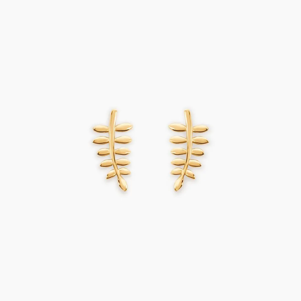 Boucles D'oreilles Puces Bartolomea Feuilles Or Jaune