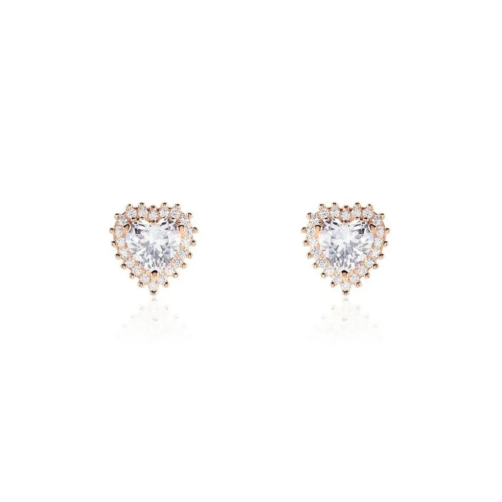 Boucles D'oreilles Puces Calvi Argent Rose Oxyde De Zirconium