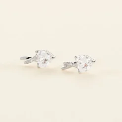 Boucles D'oreilles Puces Clothilde Or Blanc Oxyde De Zirconium