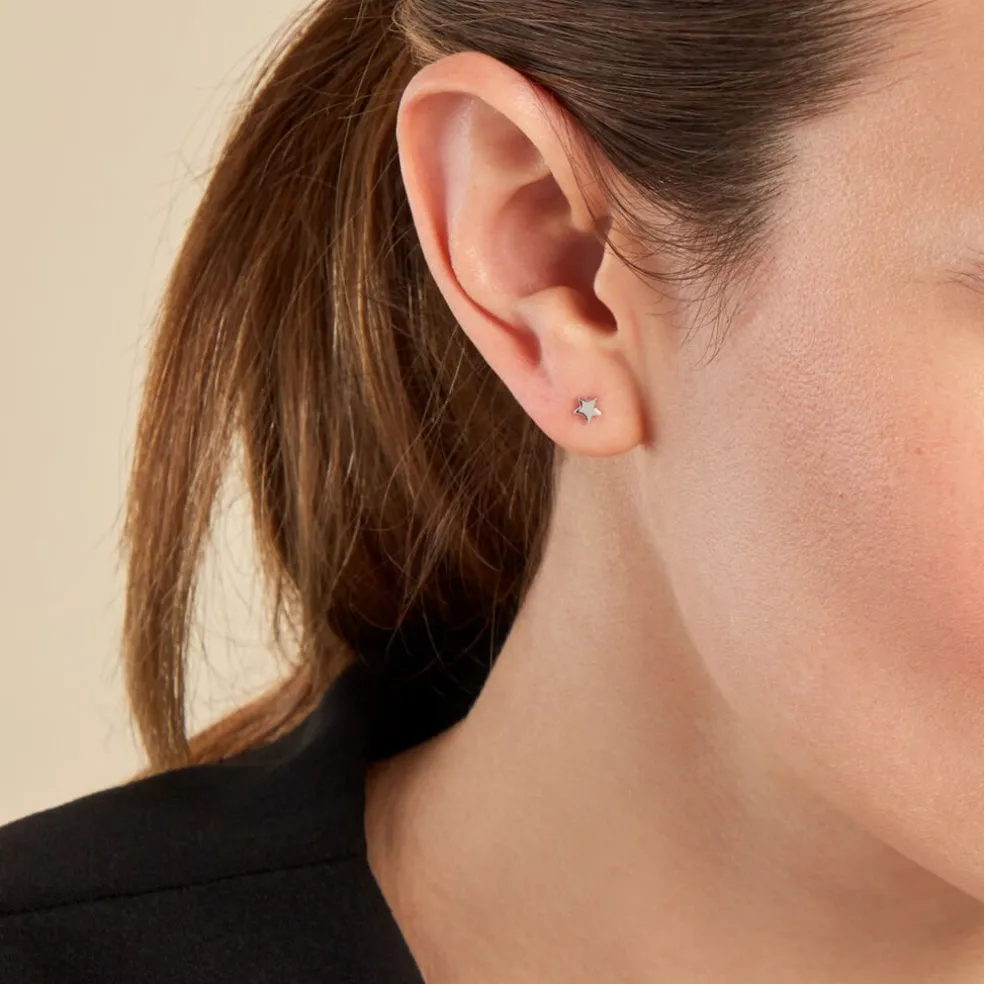 Boucles D'oreilles Puces Celesta Argent Blanc