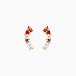 Boucles D'oreilles Puces Camelia Argent Rose Oxyde