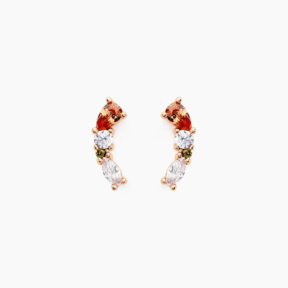 Boucles D'oreilles Puces Camelia Argent Rose Oxyde