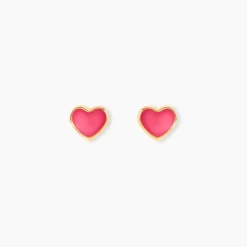 Boucles D'oreilles Puces Coeurs Or Jaune