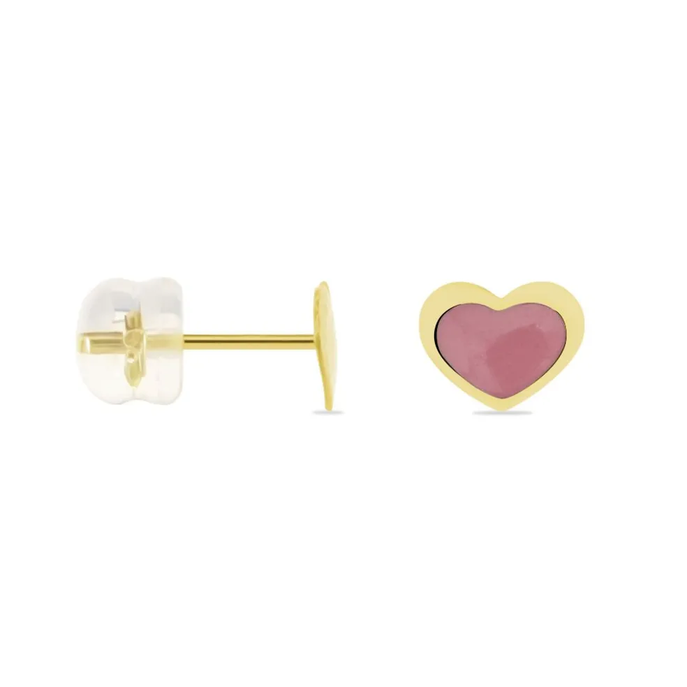 Boucles D'oreilles Puces Coeurs Or Jaune