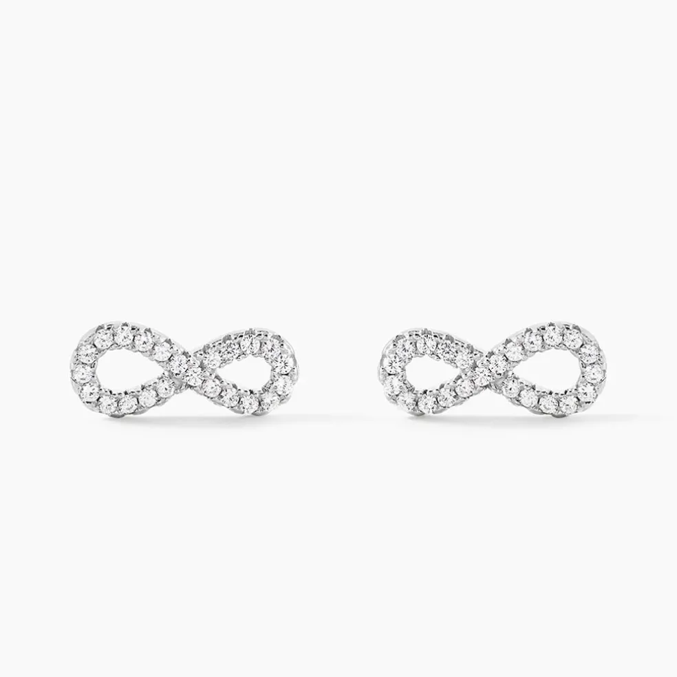 Boucles D'oreilles Puces Clélia Argent Blanc Oxyde De Zirconium