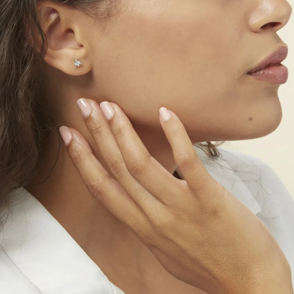 Boucles D'oreilles Puces Charlyne Argent Blanc Oxyde De Zirconium