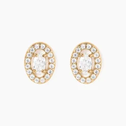 Boucles D'oreilles Puces Classical Plaqué Or Jaune Oxyde De Zirconium