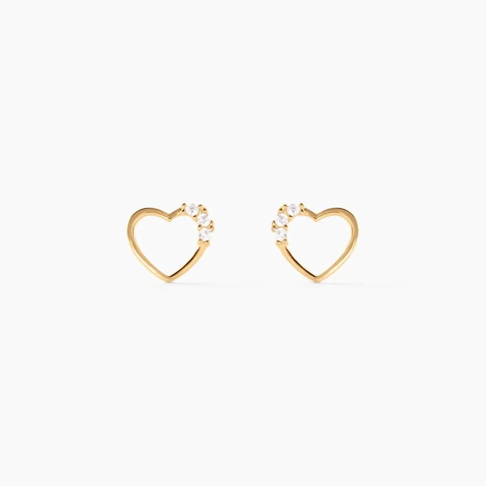 Boucles D'oreilles Puces Camomille Or Jaune Oxyde De Zirconium