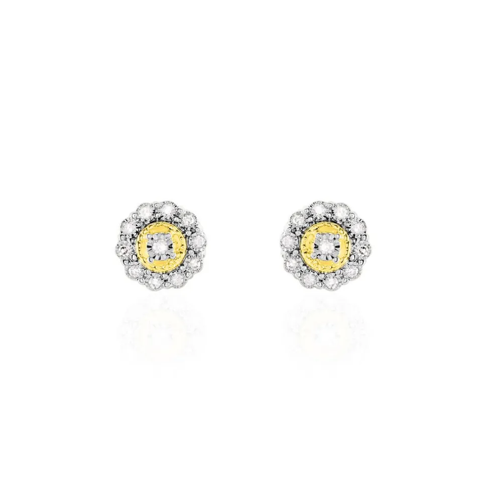 Boucles D'oreilles Puces Charletta Or Jaune Diamant