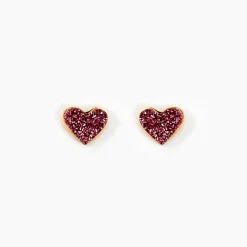 Boucles D'oreilles Puces Cerine Coeur Or Jaune