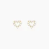 Boucles D'oreilles Puces Coeur Ajoure Or Jaune Oxyde De Zirconium
