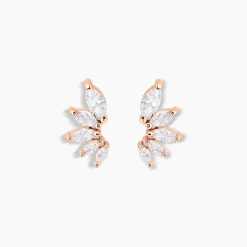 Boucles D'oreilles Puces Duchesse Argent Rose Oxyde De Zirconium