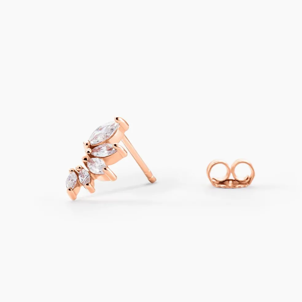 Boucles D'oreilles Puces Duchesse Argent Rose Oxyde De Zirconium