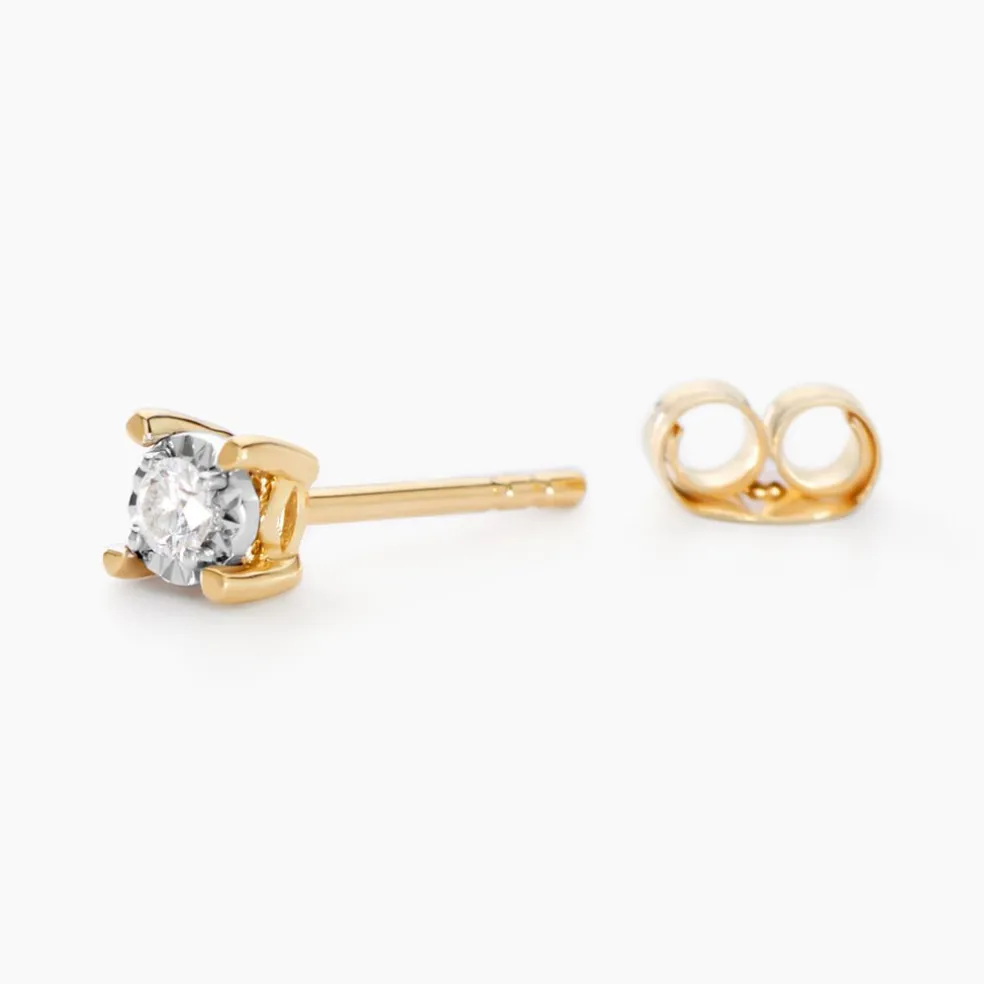 Boucles D'oreilles Puces Diamotion Or Jaune Diamant