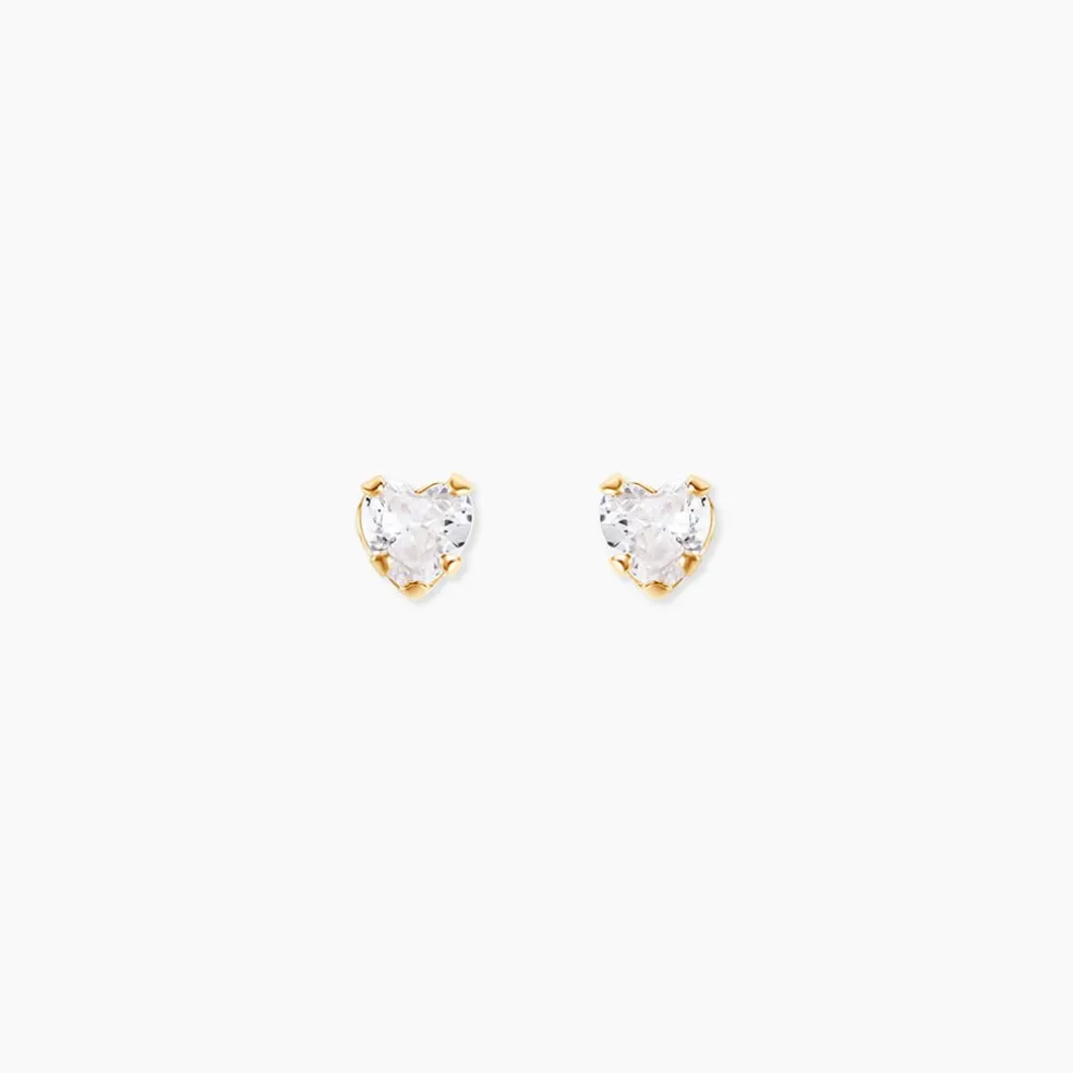 Boucles D'oreilles Puces Daria Coeur Or Jaune Oxyde