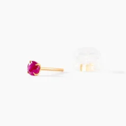 Boucles D'oreilles Puces Elea Serti Griffe Or Jaune Rubis