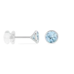 Boucles D'oreilles Puces Edy Serti Clos Or Blanc Topaze