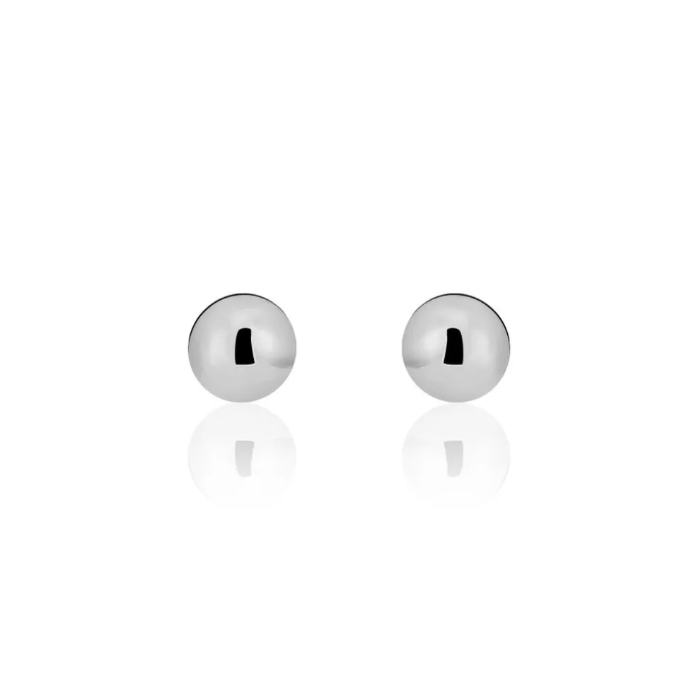 Boucles D'oreilles Puces Fidelia Boule Or Blanc