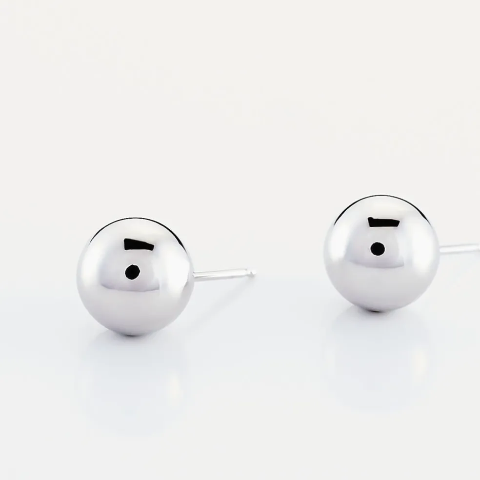 Boucles D'oreilles Puces Fidelia Boule Or Blanc