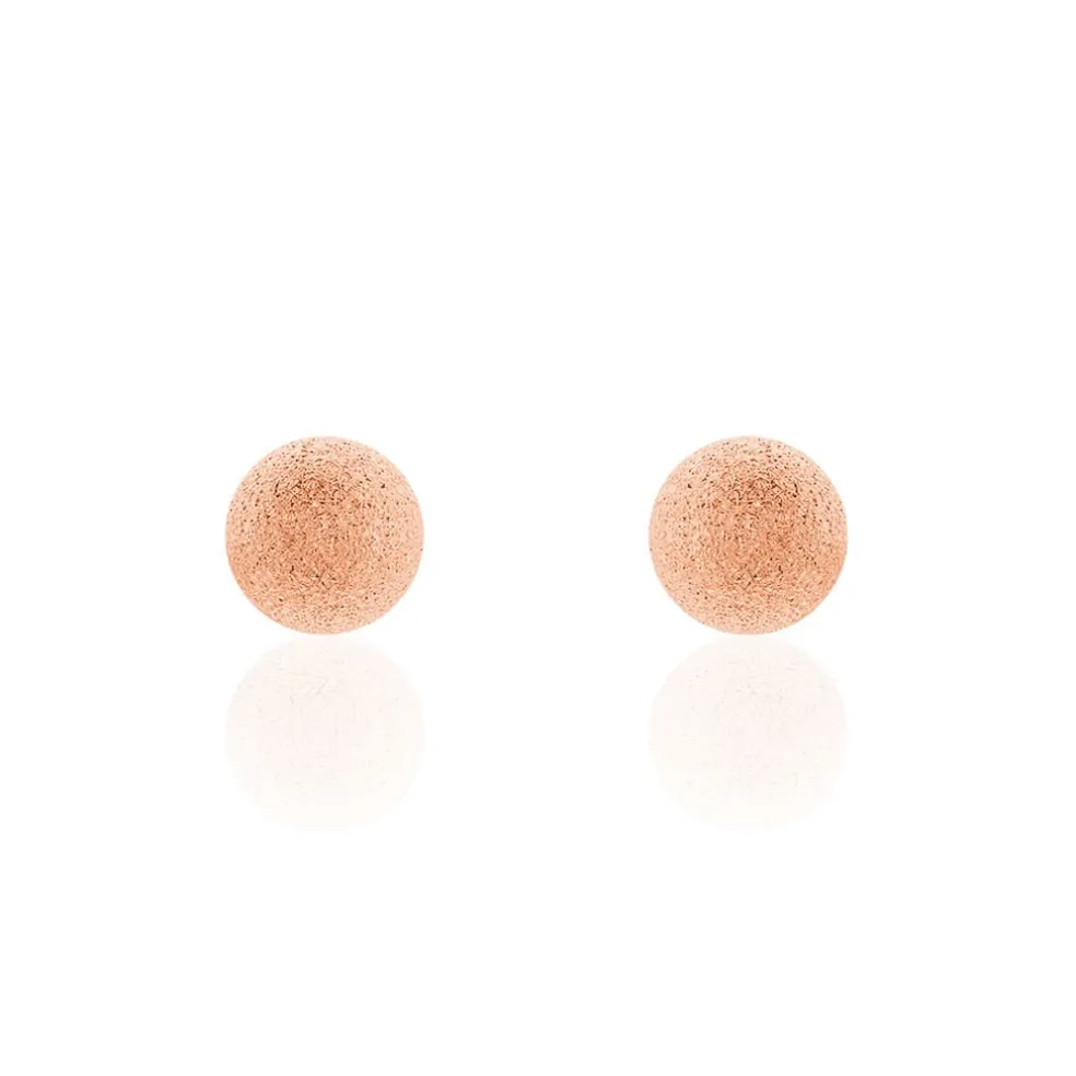 Boucles D'oreilles Puces Fidelia Boule Sablee Or Rose