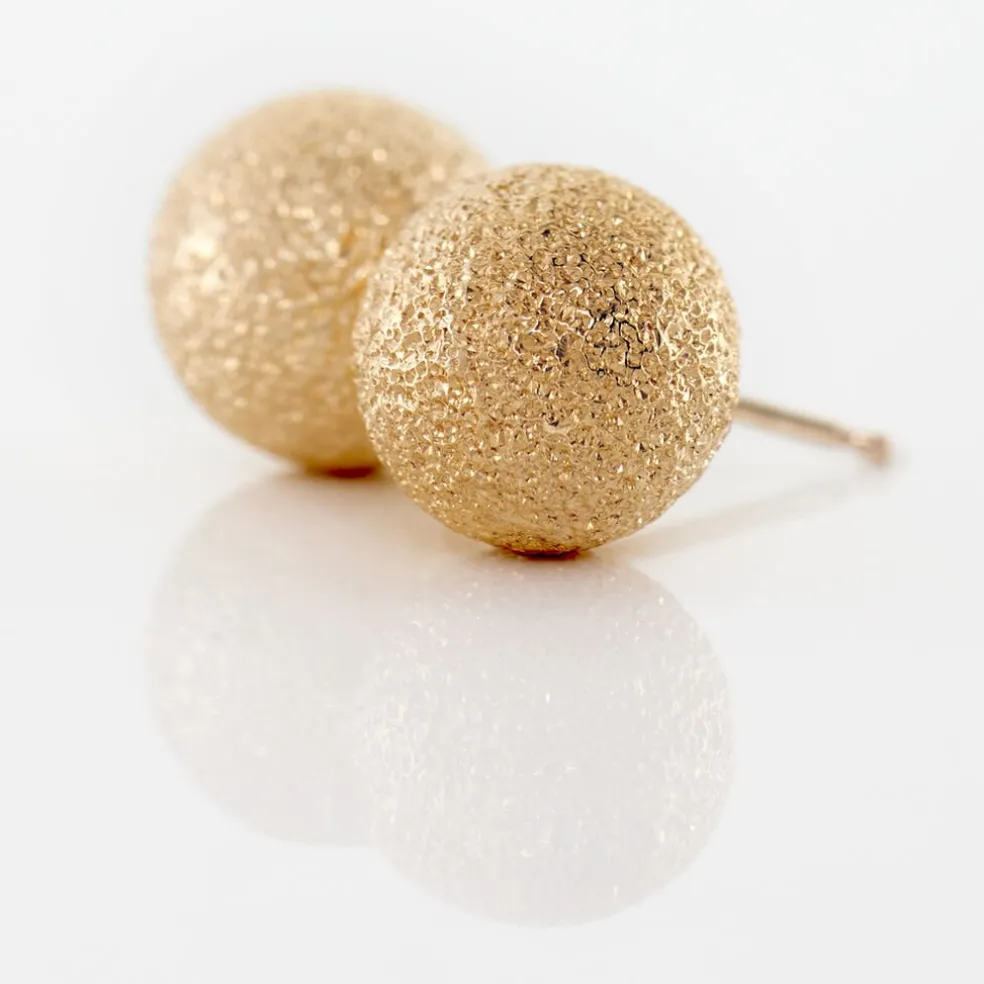 Boucles D'oreilles Puces Fidelia Boule Sablee Or Jaune