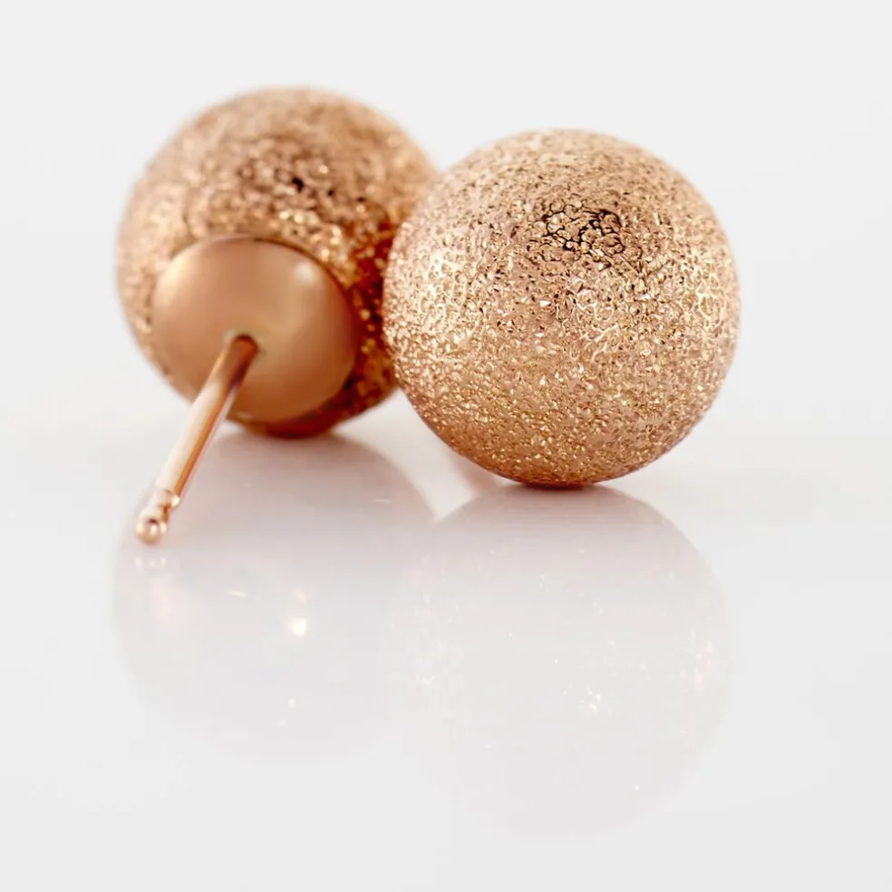 Boucles D'oreilles Puces Fidelia Boule Sablee Or Rose