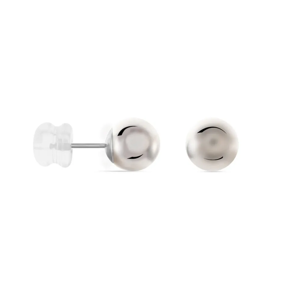 Boucles D'oreilles Puces Fidelia Boule Or Blanc