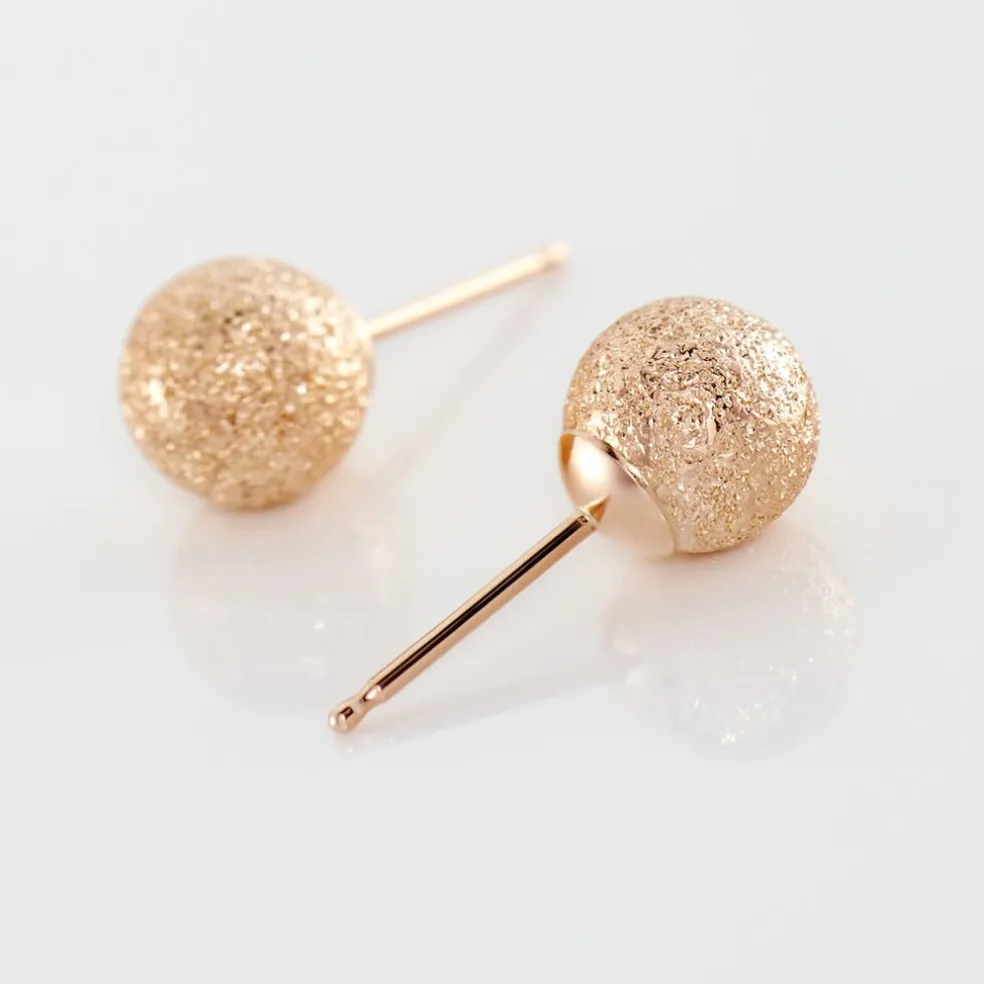 Boucles D'oreilles Puces Fidelia Boule Sablee Or Rose
