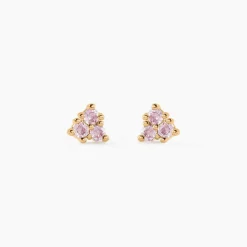 Boucles D'oreilles Puces Istoria Plaqué Or Jaune Oxyde De Zirconium