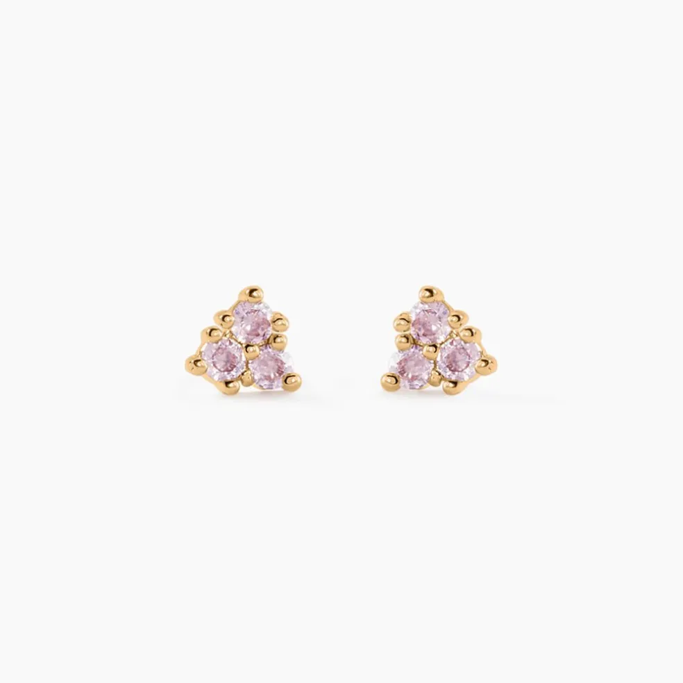 Boucles D'oreilles Puces Istoria Plaqué Or Jaune Oxyde De Zirconium