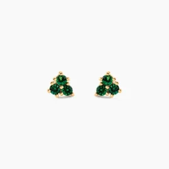 Boucles D'oreilles Puces Istoria Plaqué Or Jaune Spinelle